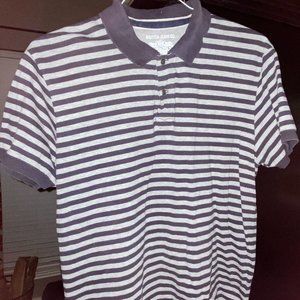 Large gray / navy blue striped Nautica Jeans Co Polo